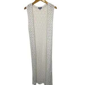 Freshman Crocheted Sleeveless Duster/Swim Cover Medium Cream